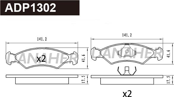 Danaher ADP1302 - Комплект спирачно феродо, дискови спирачки vvparts.bg