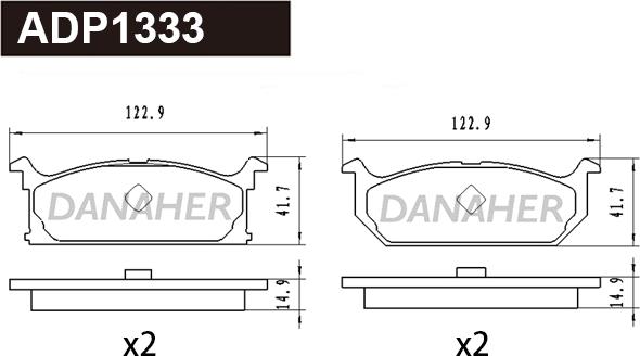 Danaher ADP1333 - Комплект спирачно феродо, дискови спирачки vvparts.bg