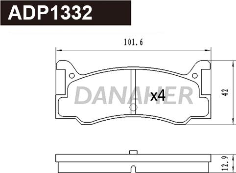 Danaher ADP1332 - Комплект спирачно феродо, дискови спирачки vvparts.bg