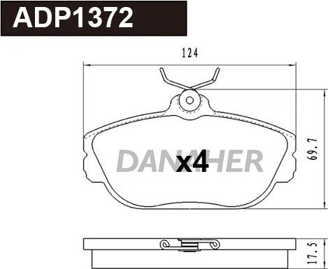 Danaher ADP1372 - Комплект спирачно феродо, дискови спирачки vvparts.bg