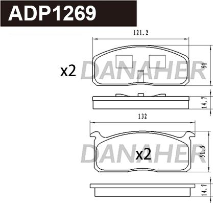 Danaher ADP1269 - Комплект спирачно феродо, дискови спирачки vvparts.bg