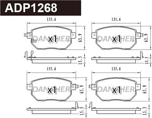 Danaher ADP1268 - Комплект спирачно феродо, дискови спирачки vvparts.bg
