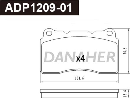 Danaher ADP1209-01 - Комплект спирачно феродо, дискови спирачки vvparts.bg