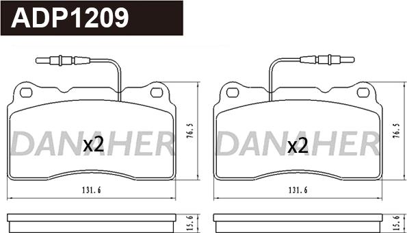 Danaher ADP1209 - Комплект спирачно феродо, дискови спирачки vvparts.bg