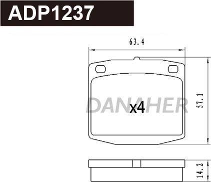 Danaher ADP1237 - Комплект спирачно феродо, дискови спирачки vvparts.bg