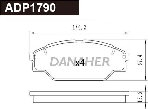 Danaher ADP1790 - Комплект спирачно феродо, дискови спирачки vvparts.bg