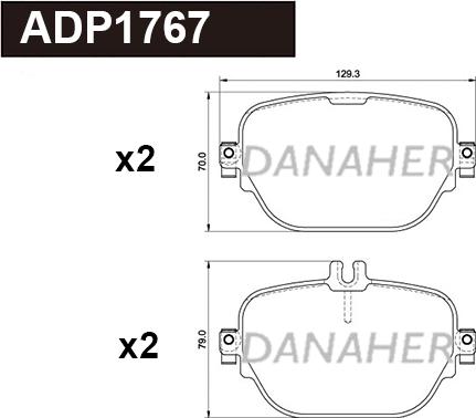 Danaher ADP1767 - Комплект спирачно феродо, дискови спирачки vvparts.bg