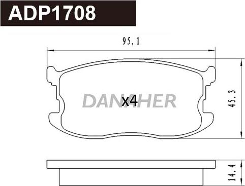 Danaher ADP1708 - Комплект спирачно феродо, дискови спирачки vvparts.bg