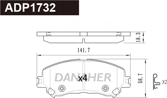 Danaher ADP1732 - Комплект спирачно феродо, дискови спирачки vvparts.bg