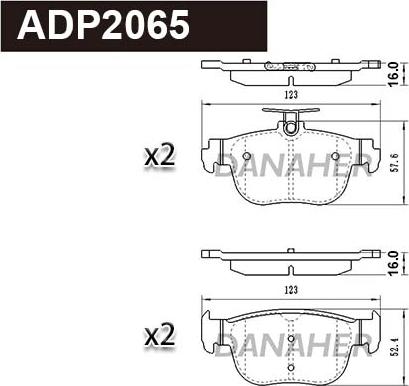 Danaher ADP2065 - Комплект спирачно феродо, дискови спирачки vvparts.bg
