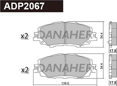 Danaher ADP2067 - Комплект спирачно феродо, дискови спирачки vvparts.bg