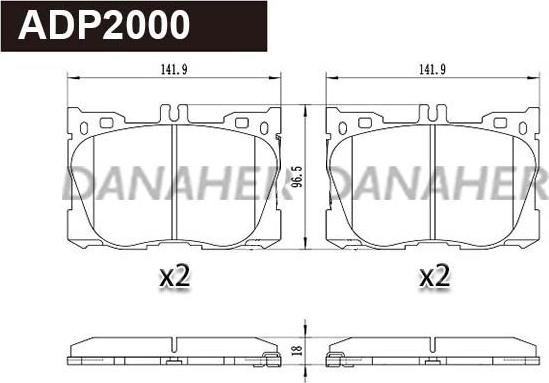 Danaher ADP2000 - Комплект спирачно феродо, дискови спирачки vvparts.bg