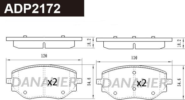 Danaher ADP2172 - Комплект спирачно феродо, дискови спирачки vvparts.bg