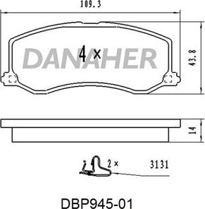 Danaher DBP945-01 - Комплект спирачно феродо, дискови спирачки vvparts.bg