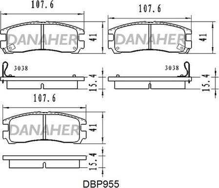 Danaher DBP955 - Комплект спирачно феродо, дискови спирачки vvparts.bg