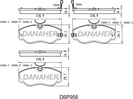 Danaher DBP956 - Комплект спирачно феродо, дискови спирачки vvparts.bg