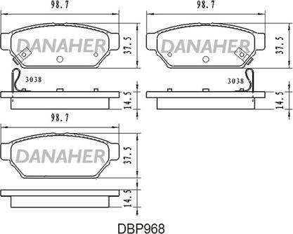 Danaher DBP968 - Комплект спирачно феродо, дискови спирачки vvparts.bg