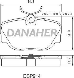 Danaher DBP914 - Комплект спирачно феродо, дискови спирачки vvparts.bg