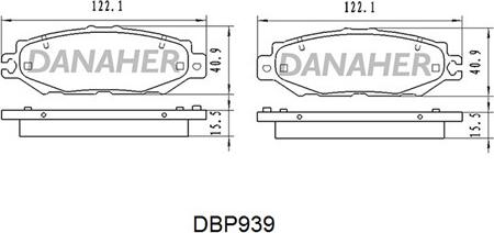 Danaher DBP939 - Комплект спирачно феродо, дискови спирачки vvparts.bg