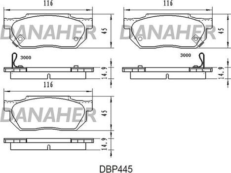 Danaher DBP445 - Комплект спирачно феродо, дискови спирачки vvparts.bg