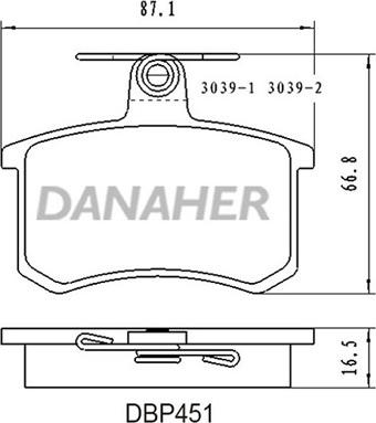 Danaher DBP451 - Комплект спирачно феродо, дискови спирачки vvparts.bg