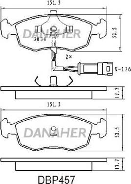 Danaher DBP457 - Комплект спирачно феродо, дискови спирачки vvparts.bg