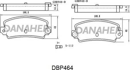 Danaher DBP464 - Комплект спирачно феродо, дискови спирачки vvparts.bg