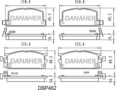 Danaher DBP462 - Комплект спирачно феродо, дискови спирачки vvparts.bg