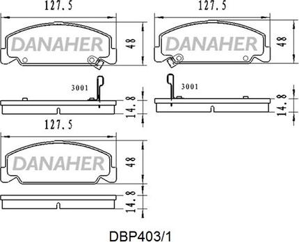 Danaher DBP403/1 - Комплект спирачно феродо, дискови спирачки vvparts.bg