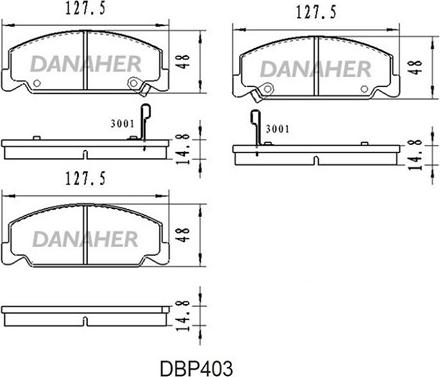 Danaher DBP403 - Комплект спирачно феродо, дискови спирачки vvparts.bg