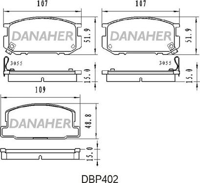 Danaher DBP402 - Комплект спирачно феродо, дискови спирачки vvparts.bg