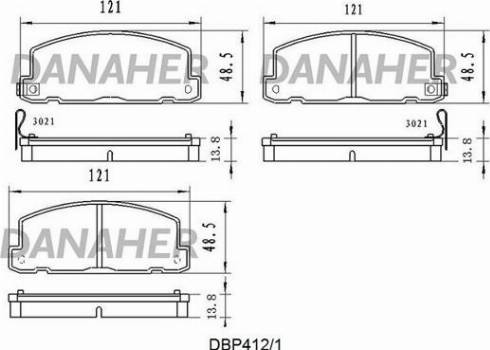 Danaher DBP412/1 - Комплект спирачно феродо, дискови спирачки vvparts.bg