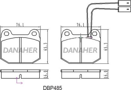Danaher DBP485 - Комплект спирачно феродо, дискови спирачки vvparts.bg