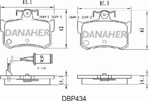 Danaher DBP434 - Комплект спирачно феродо, дискови спирачки vvparts.bg