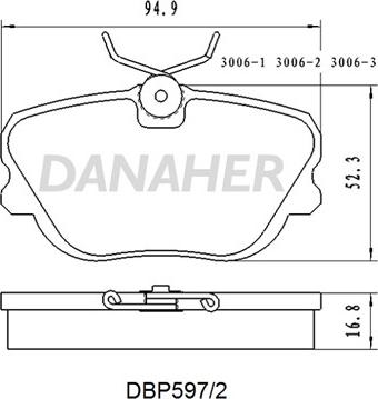 Danaher DBP597/2 - Комплект спирачно феродо, дискови спирачки vvparts.bg