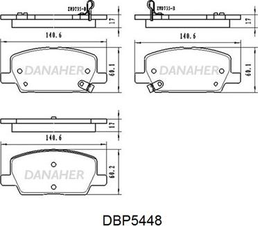 Danaher DBP5448 - Комплект спирачно феродо, дискови спирачки vvparts.bg