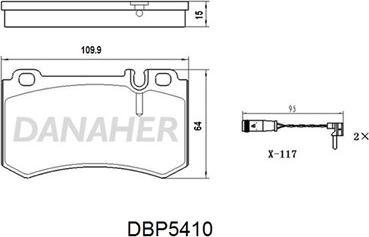 Danaher DBP5410 - Комплект спирачно феродо, дискови спирачки vvparts.bg