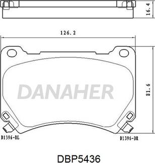 Danaher DBP5436 - Комплект спирачно феродо, дискови спирачки vvparts.bg