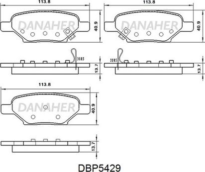 Danaher DBP5429 - Комплект спирачно феродо, дискови спирачки vvparts.bg