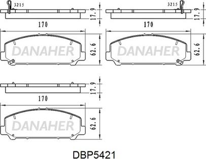 Danaher DBP5421 - Комплект спирачно феродо, дискови спирачки vvparts.bg