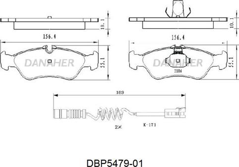 Danaher DBP5479-01 - Комплект спирачно феродо, дискови спирачки vvparts.bg