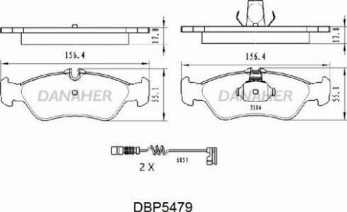 Danaher DBP5479 - Комплект спирачно феродо, дискови спирачки vvparts.bg