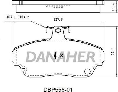 Danaher DBP558-01 - Комплект спирачно феродо, дискови спирачки vvparts.bg