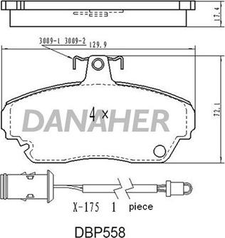 Danaher DBP558 - Комплект спирачно феродо, дискови спирачки vvparts.bg