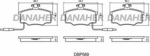 Danaher DBP569 - Комплект спирачно феродо, дискови спирачки vvparts.bg