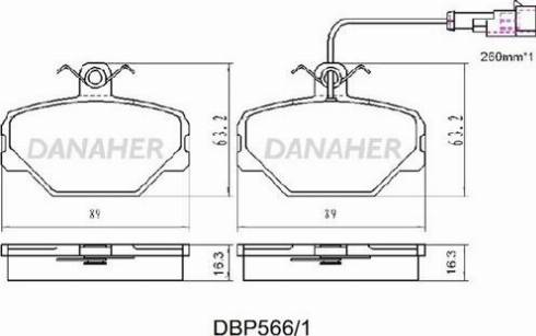 Danaher DBP566/1 - Комплект спирачно феродо, дискови спирачки vvparts.bg