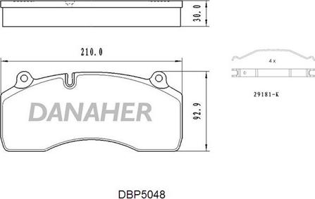 Danaher DBP5048 - Комплект спирачно феродо, дискови спирачки vvparts.bg