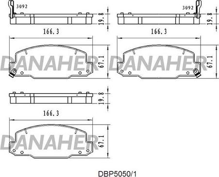 Danaher DBP5050/1 - Комплект спирачно феродо, дискови спирачки vvparts.bg