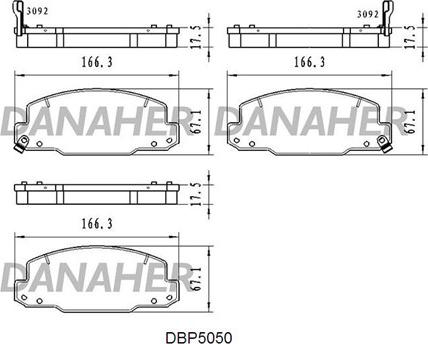 Danaher DBP5050 - Комплект спирачно феродо, дискови спирачки vvparts.bg
