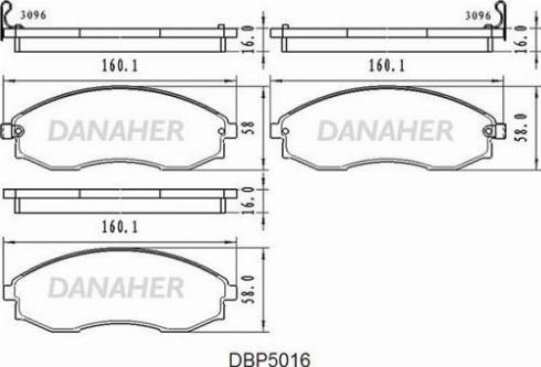 Danaher DBP5016 - Комплект спирачно феродо, дискови спирачки vvparts.bg